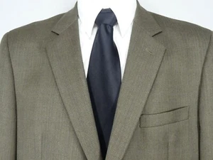 Joseph & Feiss Gold Sport Coat Jacket 44L 100% Wool Brown Herringbone Windowpane - Picture 1 of 9