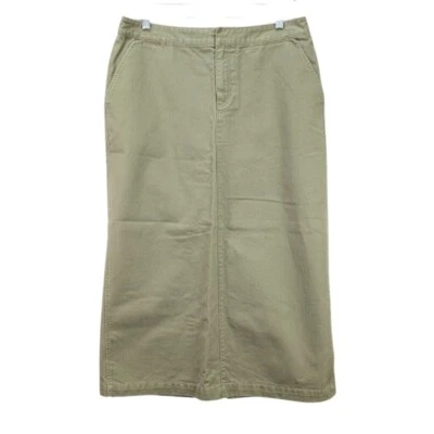 Eddie Bauer 10 码重型帆布中裙橄榄绿色棉质口袋 A 字形 — 第 1/4 张图片