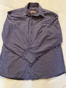 Disney World Blue Check Long Sleaved Shirt Size XL Micky Mouse Motive - Picture 1 of 7