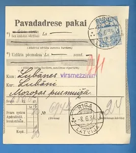 1934 LATVIA PARCEL POST COVER CANCEL RIGA TO LUBANA 1037 - Picture 1 of 2