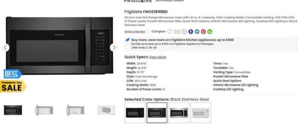 Micro-ondas embutido Frigidaire 24 polegadas  - Imagem 1 de 1