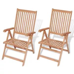 NNEVL Reclining Garden Chairs 2 pcs Solid Teak Wood - Picture 1 of 8