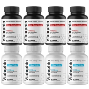VIALOPHIN Male Enhancement Support 60ct & Nitric Oxide Booster 60ct - 4 Pack - Picture 1 of 3