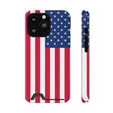 For iPhone 13 Pro Case With Card Holder Usa Flag Cover