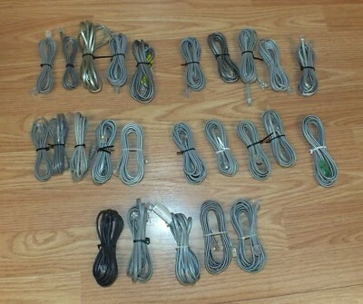 Mixed Lot of 25 RJ11 Multi Size / Lengths & Shape Gray Phone Cords **READ**  - Image 1 of 4