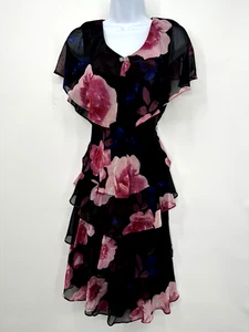 SLNY Y2K Vestido Noches Talla S Morado Rosa Floral Sin Mangas Volantes - Imagen 1 de 7