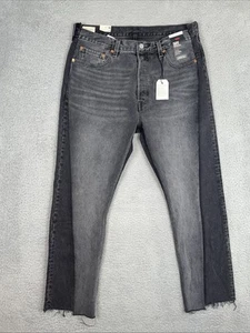 Jeans Levis 501 Premium Spliced donna 34x30 nero bicolore bottoni mosca orlo grezzo - Foto 1 di 13