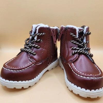H&M Warm Lined Boots Toddler 2.5-3.5 Brown-Maroon Zip Up Tie Hennes & Mauritz - Image 1 of 4