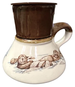 Vintage 1987  Feltman Langer   "Southern Sea Otter"   NO-SPILL CERAMIC MUG + LID - Picture 1 of 8
