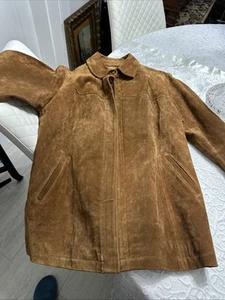 AMI Men's Brown Tan Genuine Leather Winter Bomber Jacket Large 5038 - Picture 1 of 10