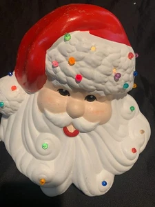 Vintage BJ's Ceramics Lighted Ceramic Santa Claus Head Figurine 9 Inch Tall - Picture 1 of 22