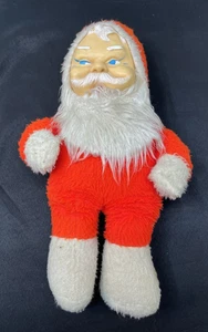 Muñeco de peluche vintage Genie Toys cara de goma Papá Noel Navidad 16" hecho en Taiwán - Imagen 1 de 13