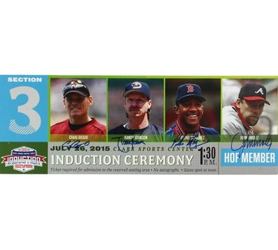 C Biggio, R Johnson, P Martinez, J Smoltz Signed HOF Induction Mega Ticket - Image 1 of 3