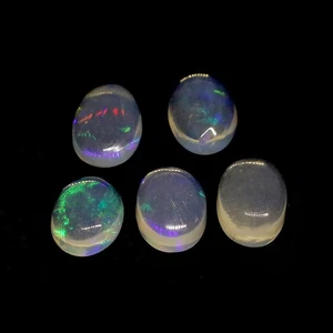 5pcs Lot 1.34ct t.w Oval Cab Natural Play-of-Color Crystal Welo Opal, Ethiopia - Picture 1 of 4