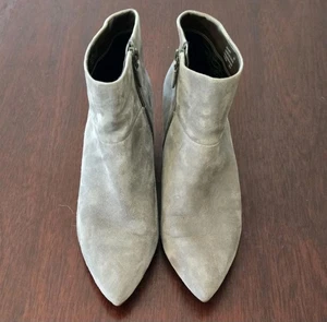 Cole Haan Boots Womens Size 8 Gray Suede Wedge Ankle Booties Side Zip Shoes - Picture 1 of 11