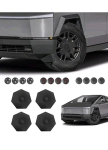 Set of 4 Wheel Center Cap Accessories For 2024-2025 Tesla Cybertruck Matte Black - Picture 1 of 6