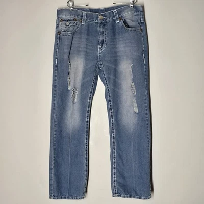 Pantalones de mezclilla True Religion Billy Super T para hombre 42 hechos en EE. UU. Bolsillo con solapa puntada gruesa Foto 1 de 4