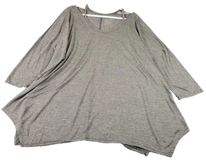 NEW Terra & Sky Tunic Top Women 3X Plus Gray ¾ Sleeves Generous Fit Stretch Tee - Picture 1 of 11