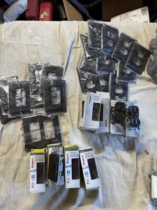 9 Toggle Switches & 11 Duplex Outlet Brown W/ Covers Lot - Picture 1 of 7