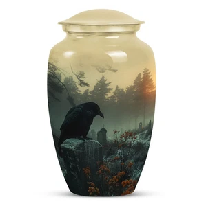 Raven Bird Elegant Large Cremation Urn Adult Male Human Ashes Memorial Classic - Picture 1 of 4