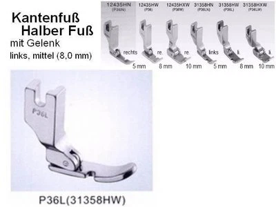 DRITTANBIETER AUS ASIEN Kantenfuß Halber Fuß, Sohle RECHTS !! P36L mit MITTLERER Sohle 8 mm