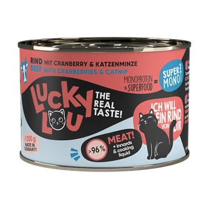 Lucky Lou Super Mono² Rind mit Cranberry & Katzenminze Nassfutter Katze 6x200gr - Bild 1 von 5