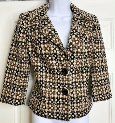 EUC Sigrid Olsen Women's S 100% Wool Geometric Brown Shades 2-Button Jacket XS - Image 1 of 4