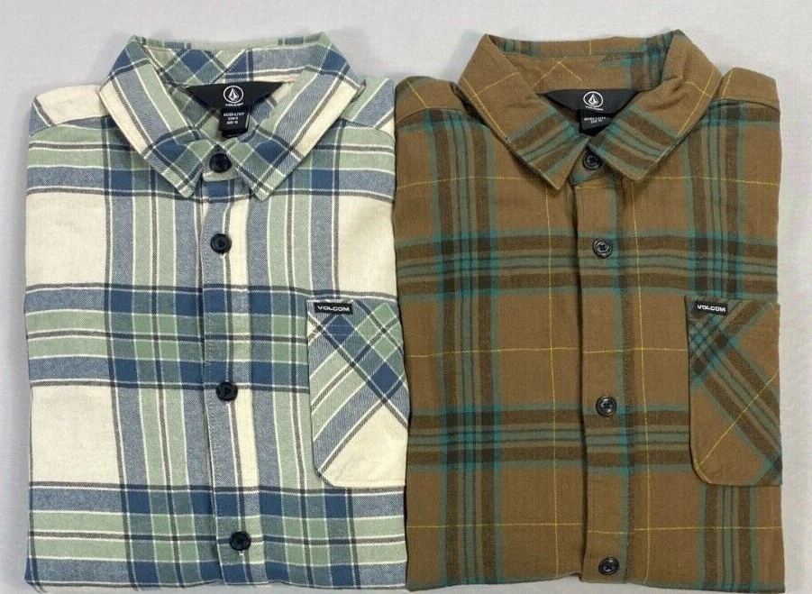 Boy's Youth Volcom Caden Plaid Long Sleeve Button Up Cotton Flannel Shirt - Image 1 of 1