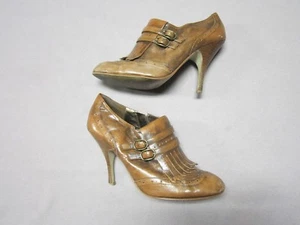 ENZO ANGIOLINI WOMENS BURNISHED BROWN BOOTIE MULE ZIP UP HEELS SHOES SIZE 7 RARE - Picture 1 of 7