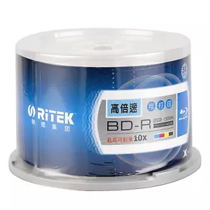 50pcs Blu-ray Blank Disc 25GB 130min 10X White Inkjet Hub Printable BD-R Spindle - Picture 1 of 9