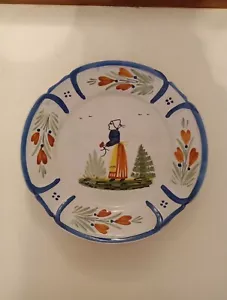 Vintage Henriot Quimper French Faience Hand Painted Pottery Dish Plate 8.5" - Picture 1 of 9