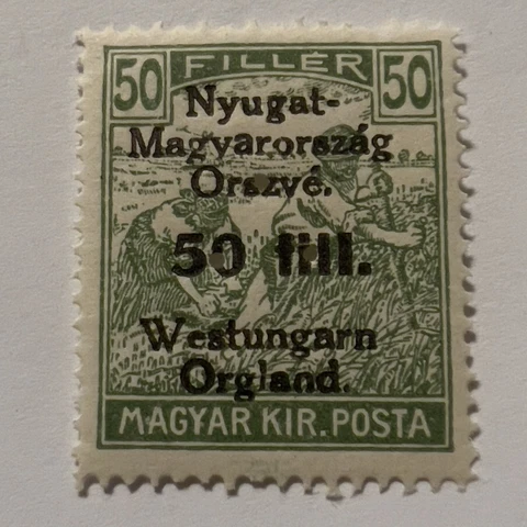 RARE 1921 HUNGARY OCCUPIED MINT MNH 50 FI STAMP MI#63 OVERPRINT THREE HOLE DOTS Cover