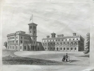 c.1850 Estampado antiguo; Casa Osborne, Isla de Wight por A. Gilbert - Imagen 1 de 3