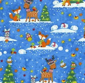 Kinder Stoffe 19,96€/m Winter Woodland Patchworkstoffe Patchwork Kinderstoffe - Bild 1 von 1