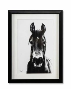 Threshold Black & White Horse Portrait Framed Wall Poster Print, 16"x12"  - Picture 1 of 1