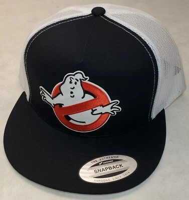 Ghost Busters Patch Trucker Hat Yupoong/YP Classic 6006 Snapback Black/White  - Image 1 of 4