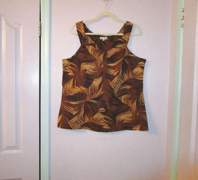 Coconut Moon Linen Blend Tank Top Size L Tunic Sleeveless Palm Beachy Resortwear - Image 1 of 4