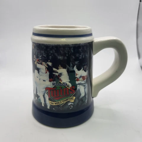Budweiser Beer Stein Mug World Series Champions 1991 Minnesota Twins Vtg Cover