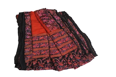 Vestido de Noiva Tecido Artesanal de Seda Estampado Costura Sari Feminino Envoltório Tecido Vermelho Saree - Imagem 1 de 4