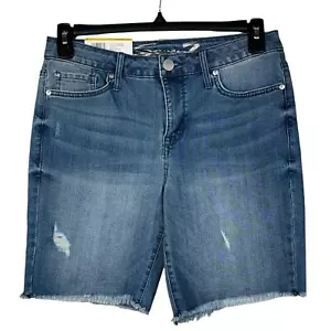 Seven7 SZ 8 Sunset Bermuda Jean Shorts Frayed Hems Distressed Stretch Mid-Rise - Picture 1 of 8