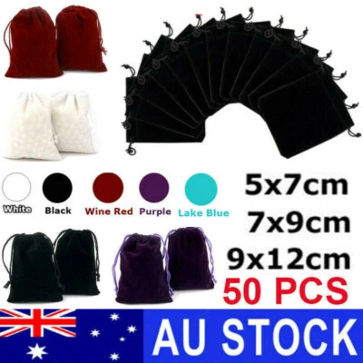 50X Velvet Cloth Drawstring Bag Small Gift Bag Wedding Favors Ring Jewelry Pouch - image 1 of 4