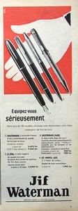 PUBLICITÉ DE PRESSE 1955 JIF WATERMAN A CARTOUCHE D'ENCRE STYLO FLAIR PANTA LUX - Picture 1 of 1