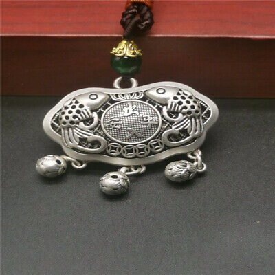 Chinese Old Tibetan Silver Pendant Safety Lock Necklace Pendant • 6.99$