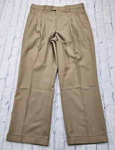 Haband Lion’s Den Beige Pleated Front Cuffed Trouser Pants VINTAGE MENS SIZE 34 - Picture 1 of 11
