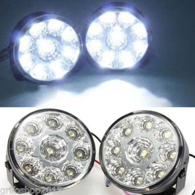 2x Fari Fendinebbia 12V Luci Diurne LED Faretti Fanali Universali per Auto Moto - Immagine 1 di 3