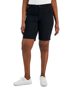 Karen Scott Women's Mid Rise Stretch-Waist Shorts Deep Black SZ 16 - Picture 1 of 3