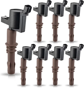 Set of 8 Brown Boot Ignition Coil Pack Compatible with Ford Lincoln Mustang F150 - Picture 1 of 7