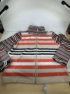 Onque Petite PXL Multi Striped Full-Zip High Neck Sweater - Picture 1 of 8
