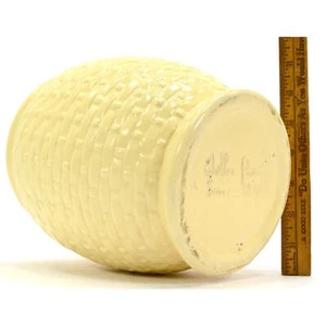 Antike WELLER KERAMIK "KORBGEFLECHT" VASE 8" hellgelb KEKSDOSE **ohne Deckel** - Bild 1 von 11