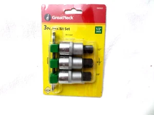 GreatNeck 3-Pc., 1/2" Drive, Hex Bit Set, SAE- with Storage Rail (1/2"-5/8") - Picture 1 of 3